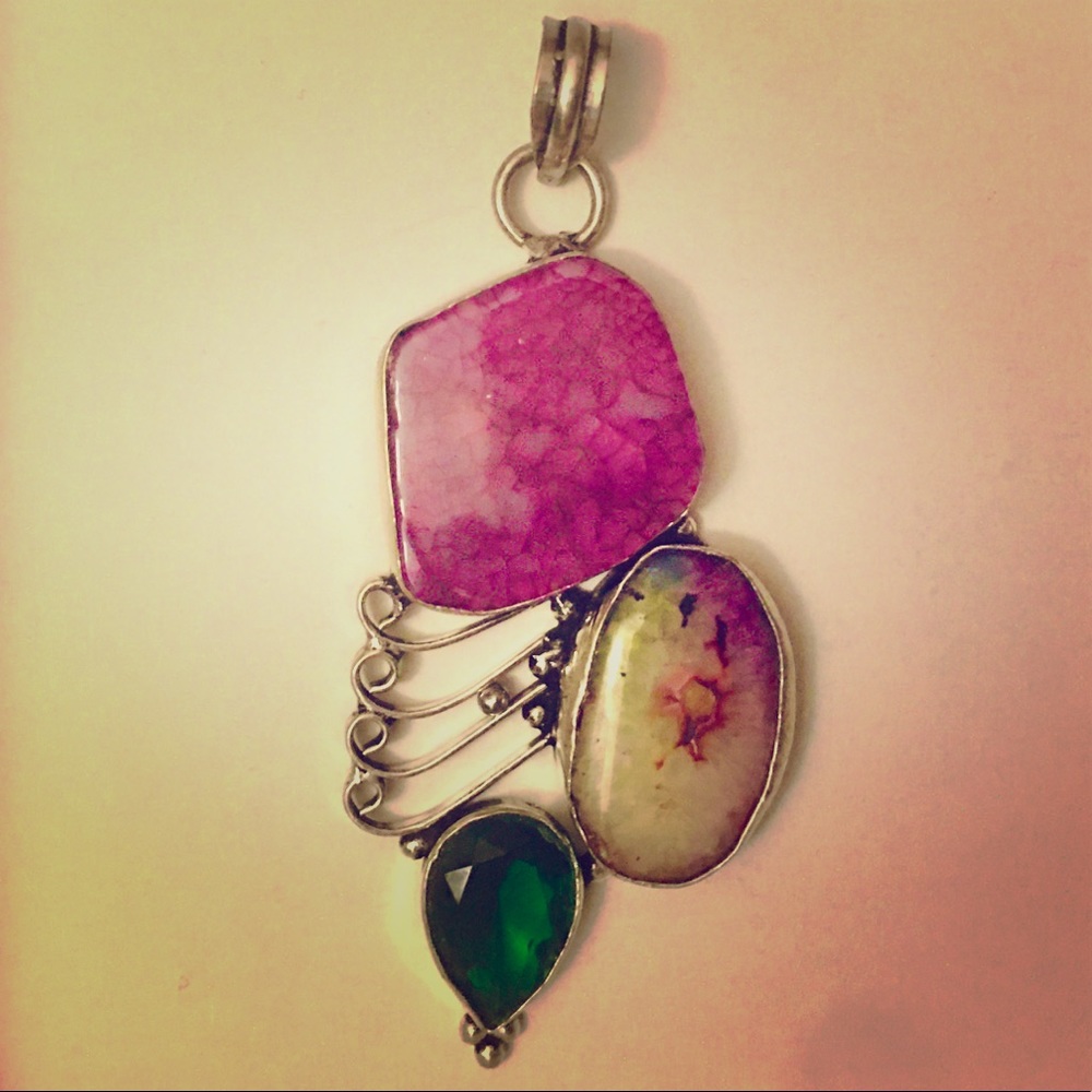 Sterling Natural Gemstone Pendant
